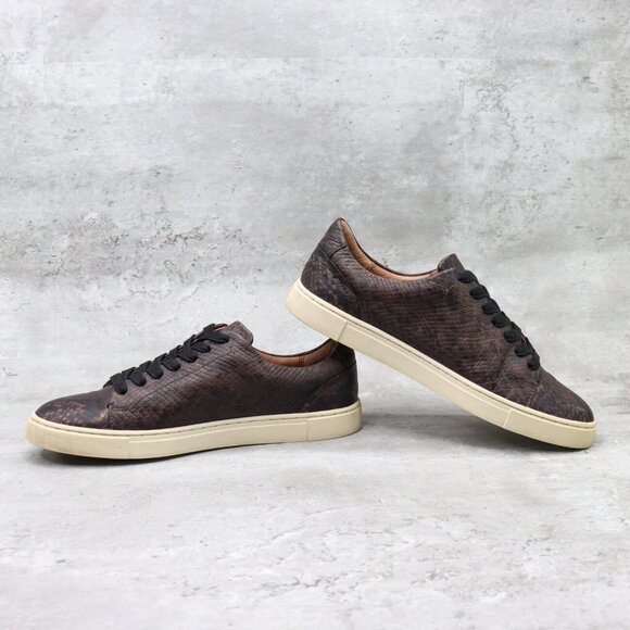 FRYE Ivy Low Womens Size 8M US Dark Brown Snake Embossed Leather Shoes Sneakers‎ - Picture 7 of 13